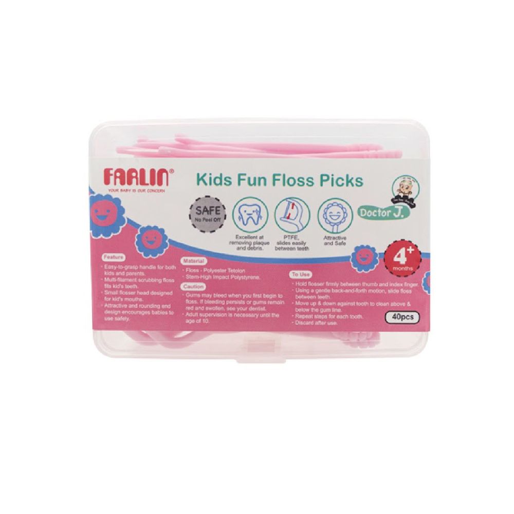 FARLIN - 兒童安全牙線棒-粉-40PCE/盒
