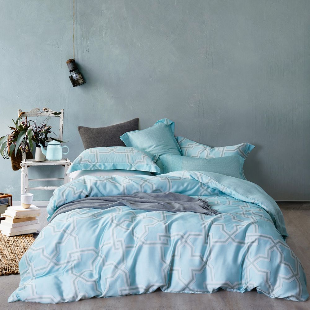 PureOne - 天絲系列．TENCEL寢具組-相約地中海 (雙人四件式床包鋪棉被套組)