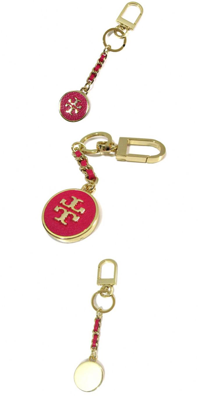 TORY BURCH - 雙T-LOGO鑰匙圈吊飾 (桃紅)