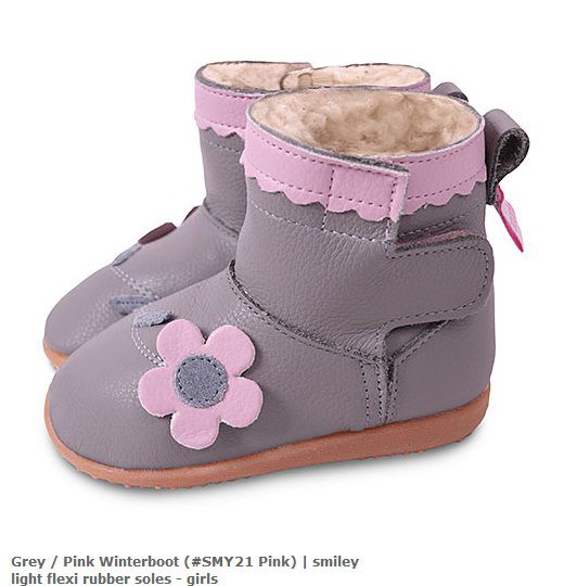 英國 shooshoos - 健康無毒真皮手工童鞋/靴子/童靴-紫灰色淡粉小花短靴