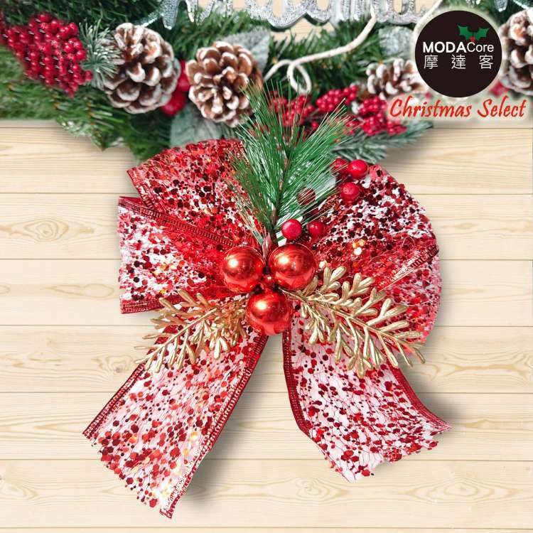 MODACore 摩達客 - 12cm聖誕派對裝飾紅色蝴蝶結四入組-禮物包裝適用