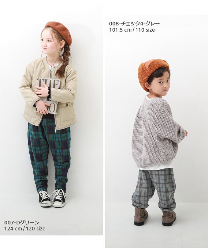 日本 devirock - RICH WARM 刷毛保暖哈倫寬鬆長褲-格紋-灰