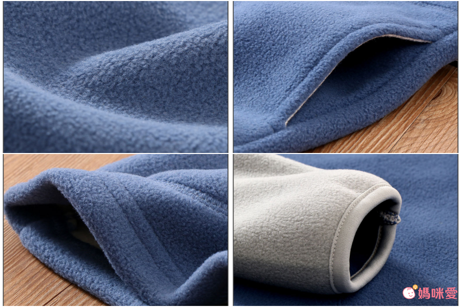 搖粒絨拼色立領連帽保暖外套-灰綠色x黃色