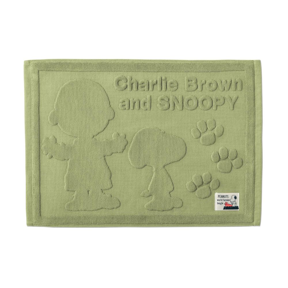 日本千趣會 - 史努比 純棉吸水立體剪影毛巾腳踏墊-查理布朗與史努比-綠 (43x60cm)