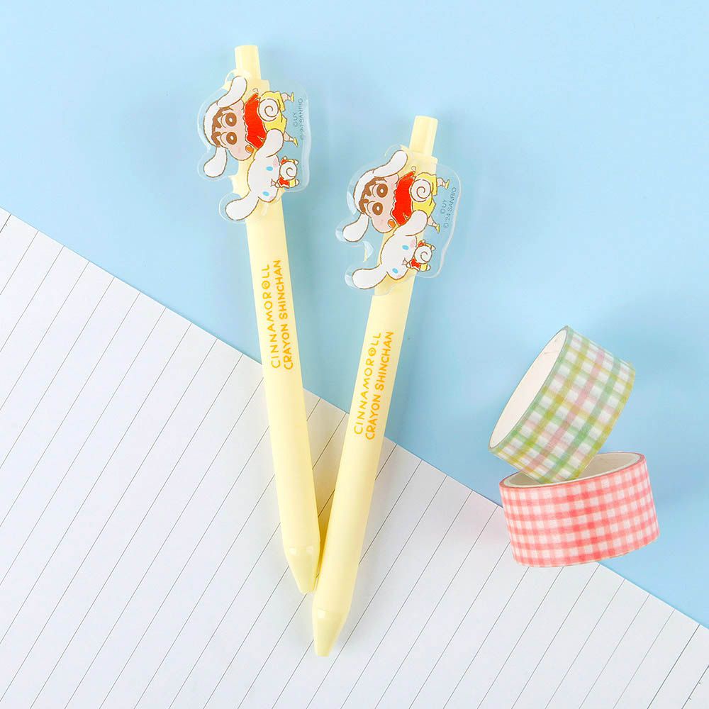 0.7mm卡通裝飾原子筆(黑筆芯)-卡通人物小新X大耳狗-黃-單入