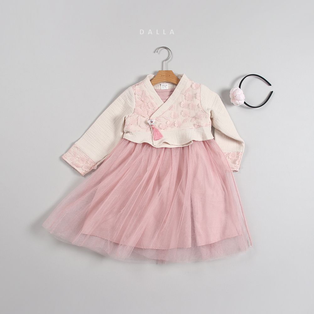 韓國 Dalla - 片片花朵流蘇2件式生活韓服-薄荷綠