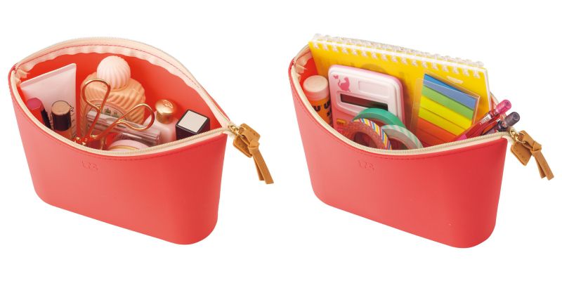 日本文具 LIHIT - 寬口收納袋-暖陽紅 (24x13.3x5.2cm)