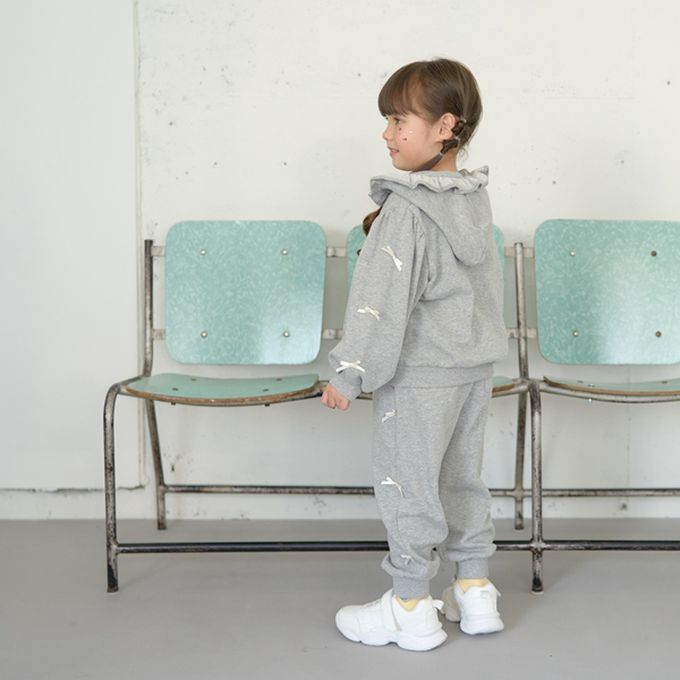 日本 Lycee mine - 蝴蝶結袖荷葉邊少女連帽外套-霧藍