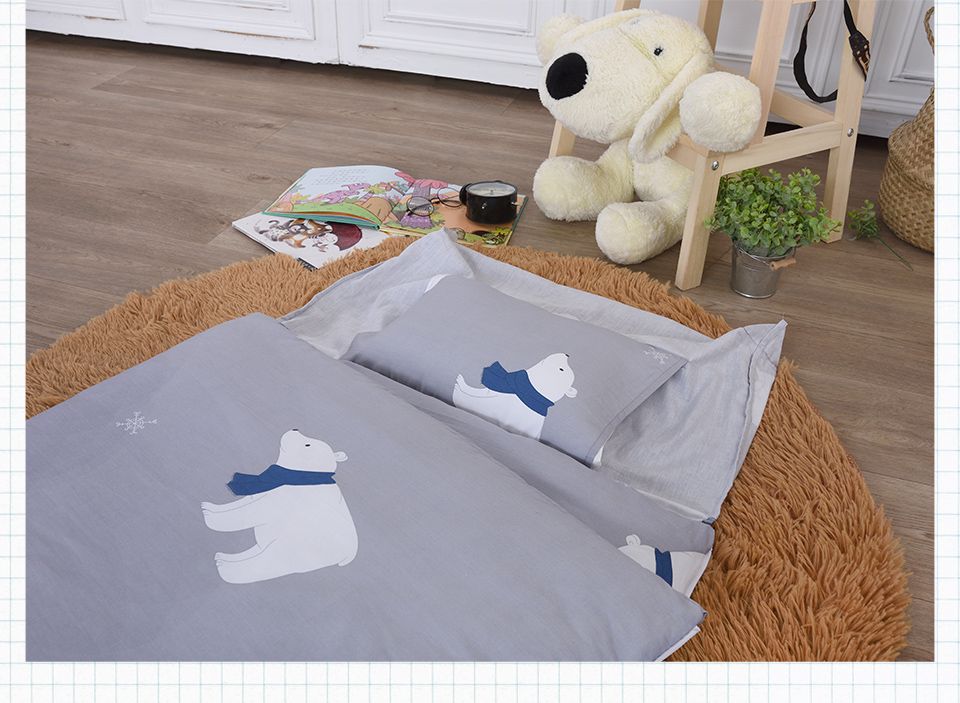 日本濱川佐櫻 - MIT純棉冬夏兩用兒童睡袋-北極熊熊-灰色