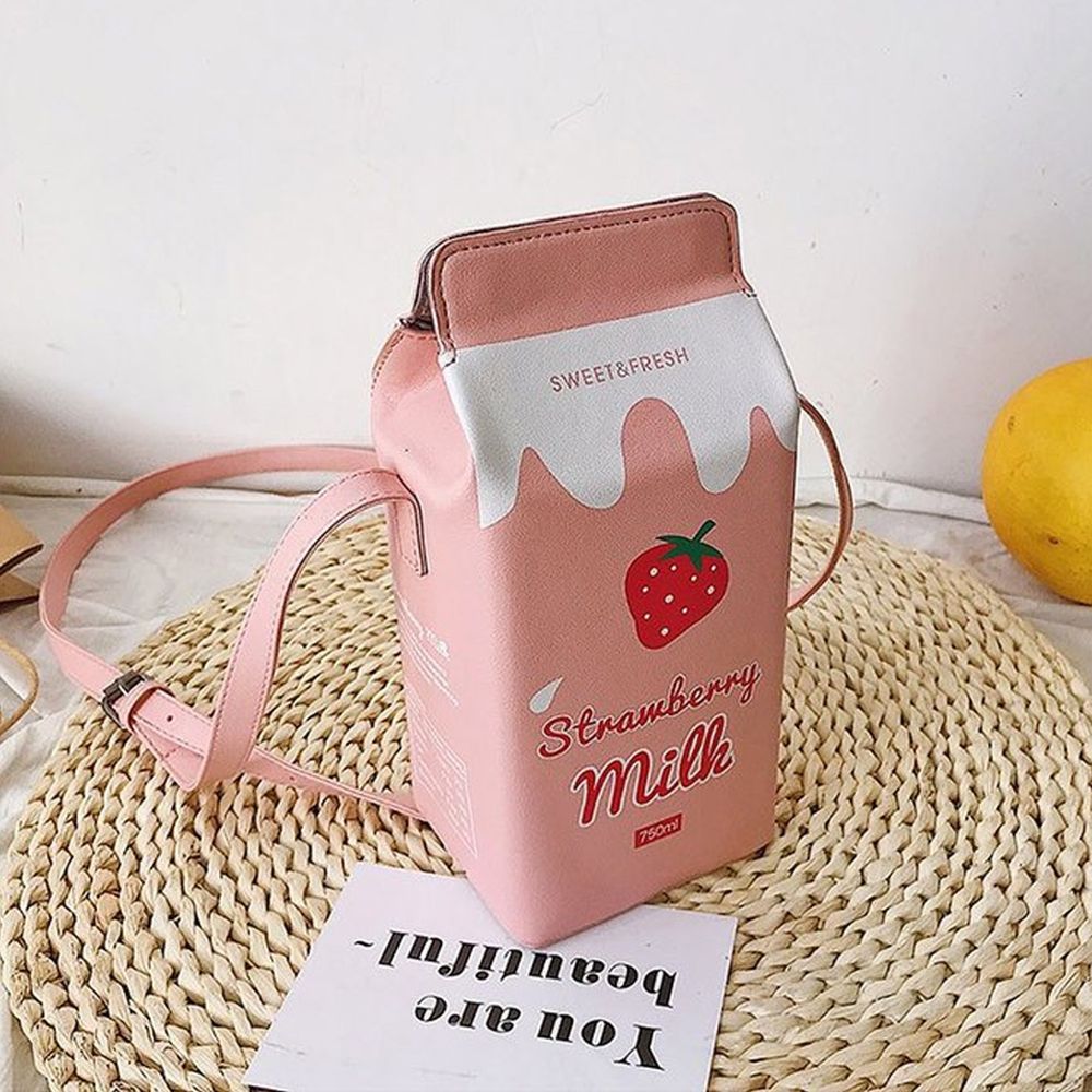 童趣牛奶盒小背包-草莓拿鐵