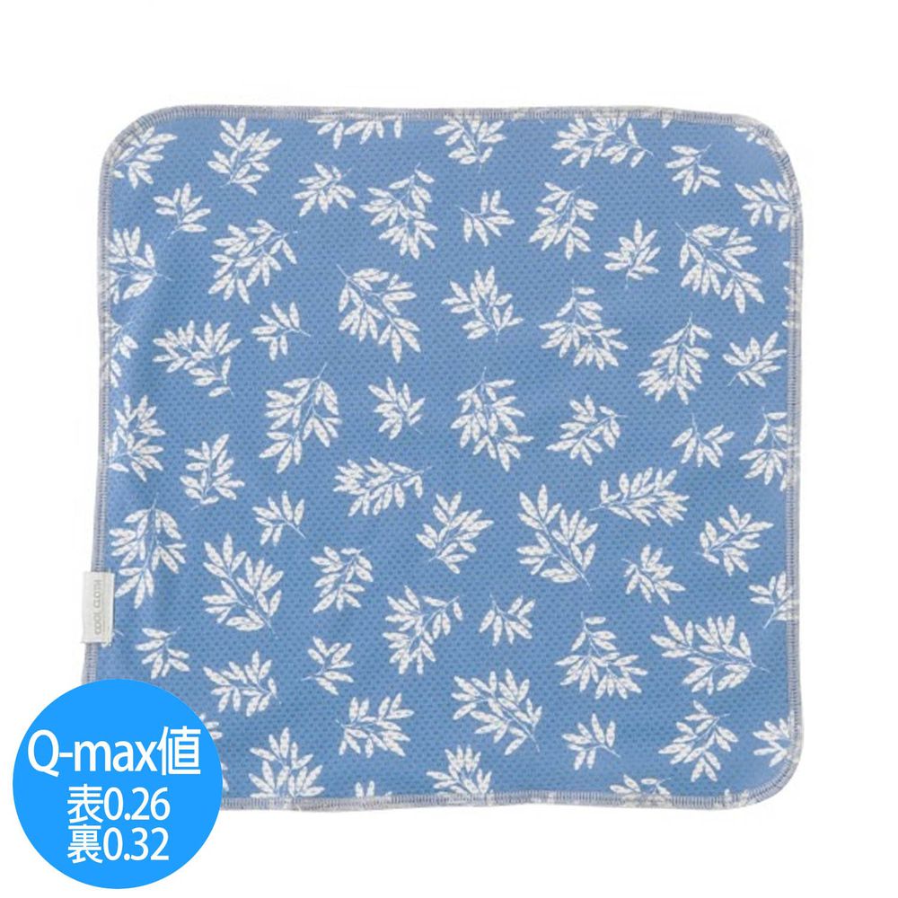 日本小泉 - UV cut 90% 接觸冷感 水涼感手帕-清新樹葉-深藍 (23x23cm)