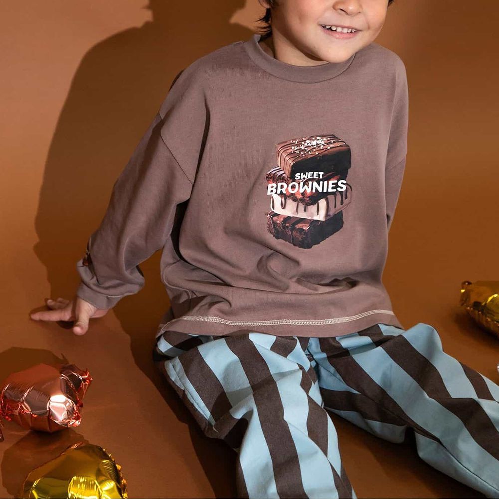 甜蜜變奏系列 純棉長袖上衣-布朗尼-摩卡