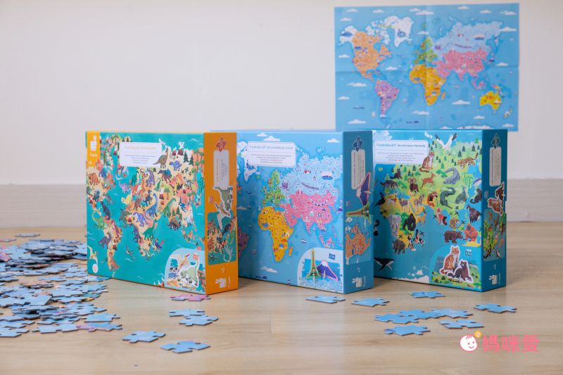 探索世界第一步【法國Janod】世界恐龍拼圖＆學習桌遊