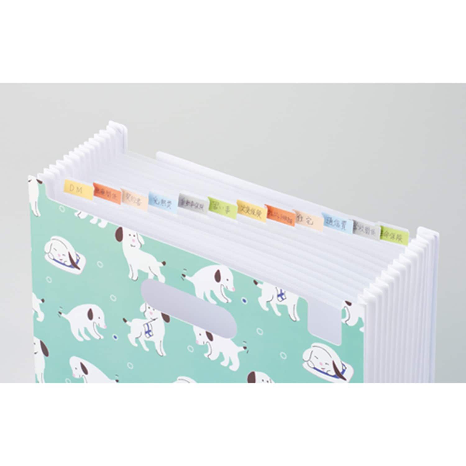 日本千趣會 - 北歐風 風琴式文件收納夾(可放A4)-療癒小狗 (33x23.5x2cm)