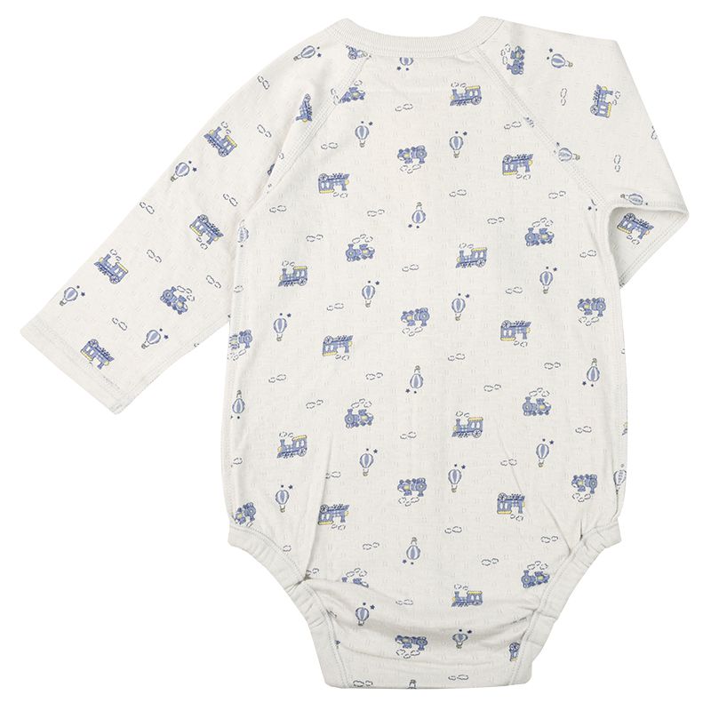 akachan honpo - 長袖前開式包屁衣-鬆軟棉-淺藍色