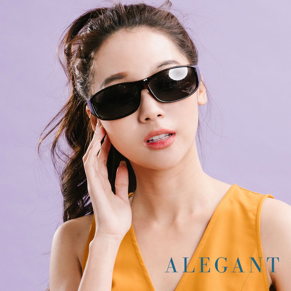 ALEGANT - 低調沙褐豹紋全罩式寶麗來偏光墨鏡│外掛式UV400太陽眼鏡包覆套鏡│車用太陽眼鏡│近視可戴外掛偏光墨鏡