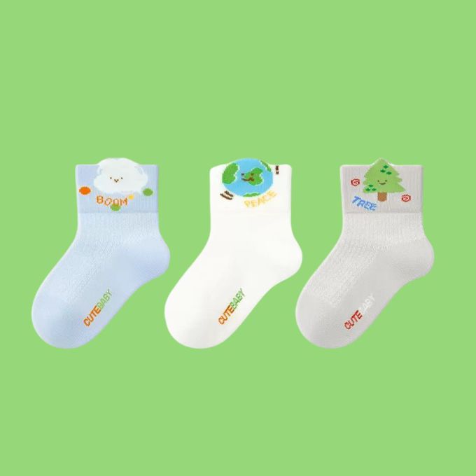 可愛地球大自然網眼短筒棉襪