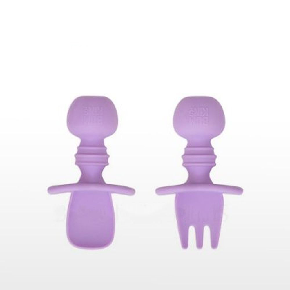 美國 Bumkins - 寶寶矽膠湯叉組-薰衣草紫