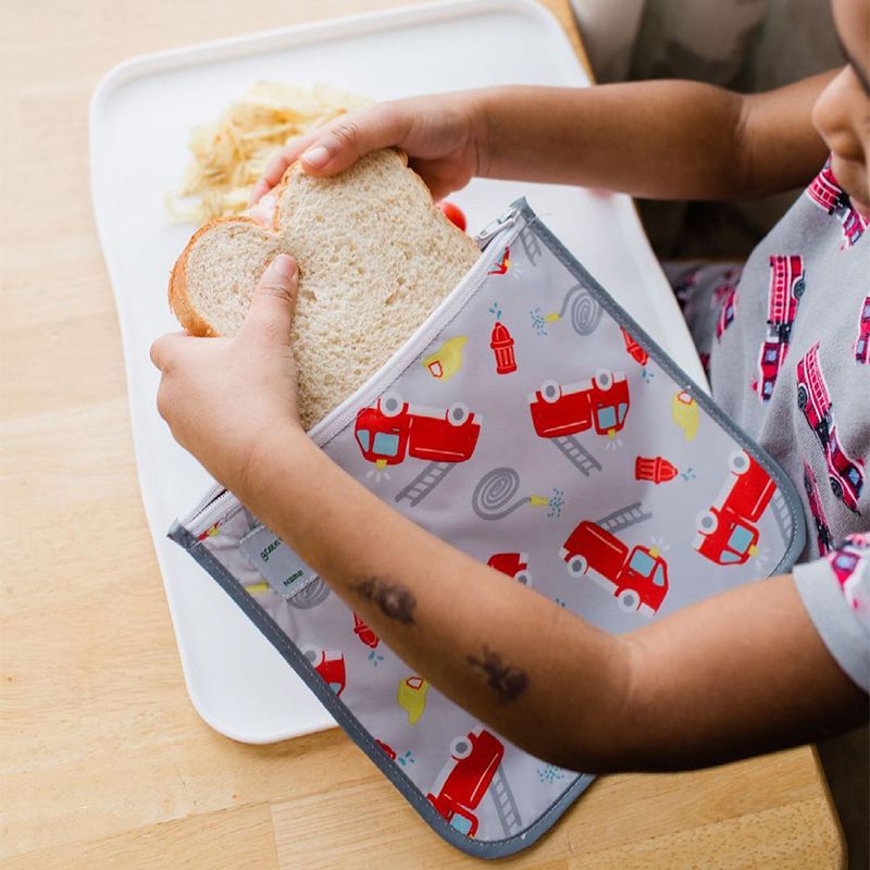 美國 green sprouts - 小綠芽可攜式、具保溫功能食物袋/零食袋與/三明治袋/小物收納袋 (可放三明治/食物/固齒器/奶嘴) 兩入組-海上樂園