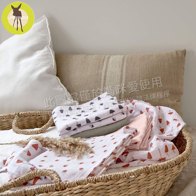 德國 Lassig - 透氣多功能有機棉嬰兒包巾毯3入-莓果小夥伴