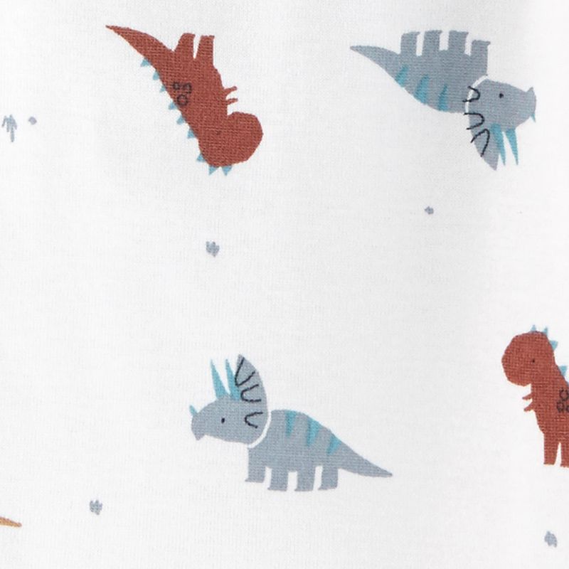 美國 Carter's - 嬰幼兒100%純棉長袖包屁衣三件組-可愛恐龍 (有機棉)