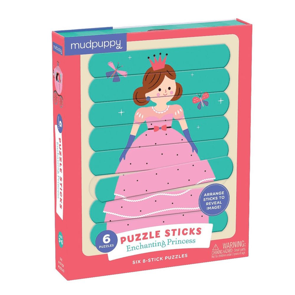 美國 mudpuppy - 排排拼圖棒-迷人公主-24片