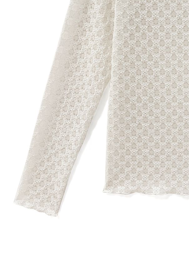 日本 GRL - 優雅花蕾絲長袖上衣/內搭-天使白