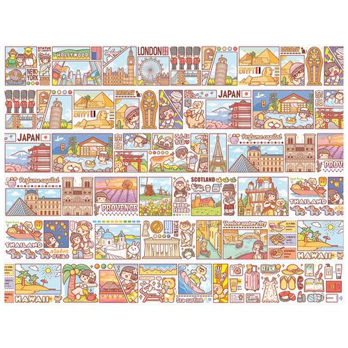 小麻糬手帳膠帶-旅行圖鑑(紙質款) (160cm)