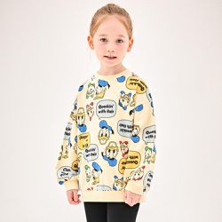 韓國 Jelispoon - (聯名款)漫畫卡通鴨鴨長袖大學T-奶油米