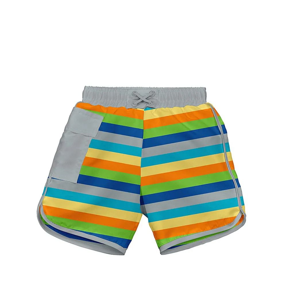 I Play - 海灘褲-淺黃藍灰條紋