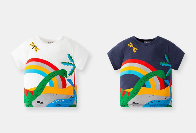 純棉短袖上衣-恐龍世界-米白色