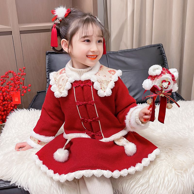 喜氣拜年翻領長袖套裝-紅色