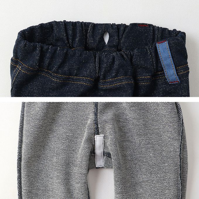 日本 ZOOLAND - 可愛熊口袋條紋反摺七分褲-貓熊-海軍藍