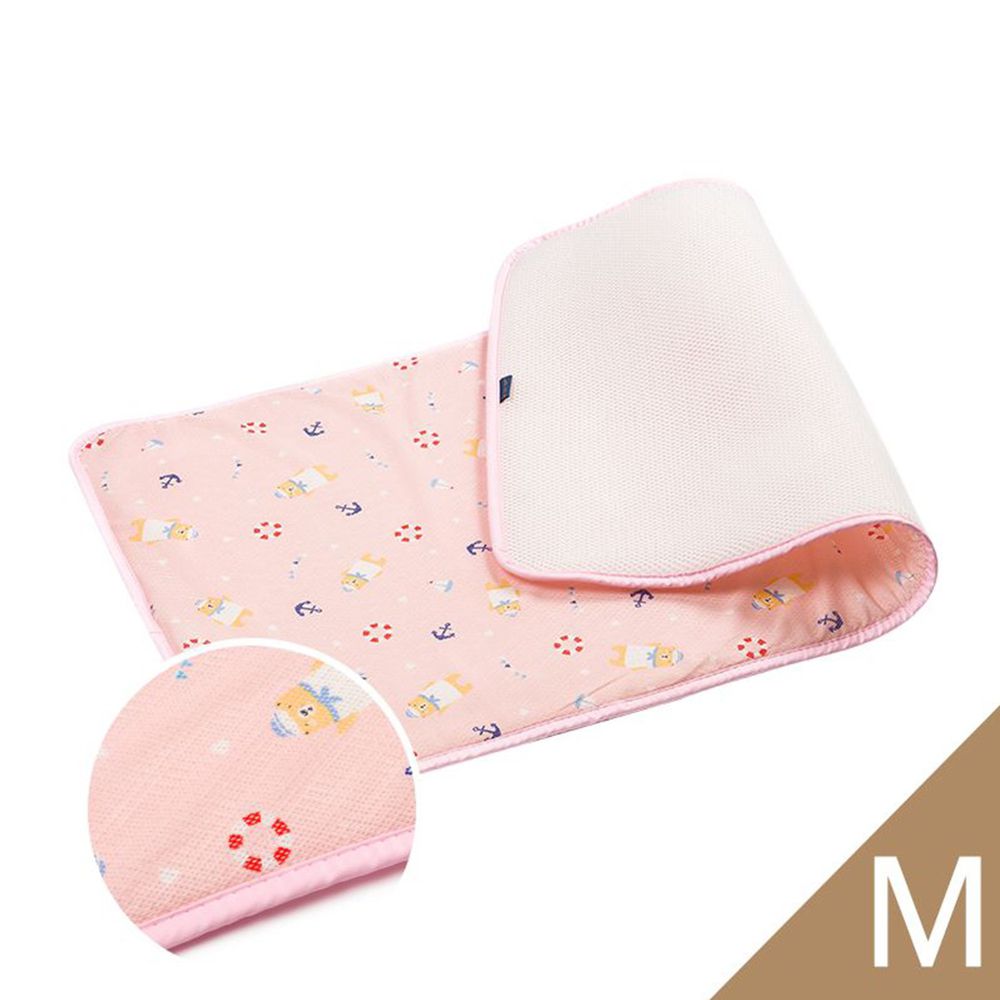 韓國 GIO Pillow - 超透氣排汗嬰兒床墊-水手熊粉 (M號)