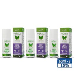 紐西蘭 Skin Technology Protect - 15%派卡瑞丁Picaridin 瑞斌6H長效防蚊滾珠瓶-花香-60ml*3