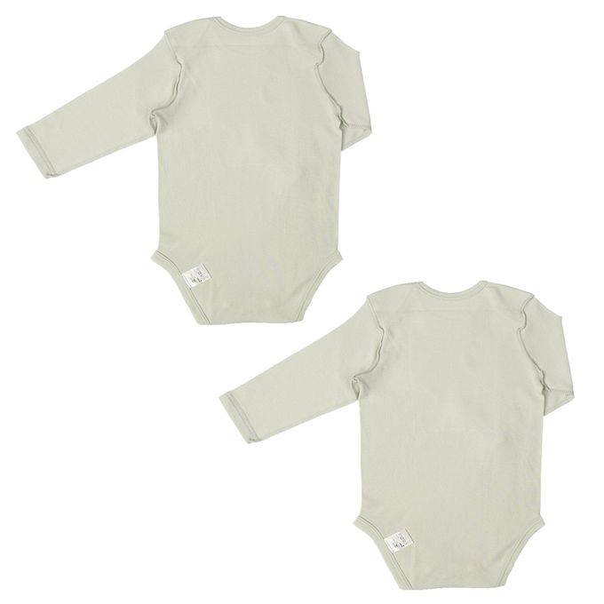 akachan honpo - 長袖有機包屁衣2件組-套頭式-綠色