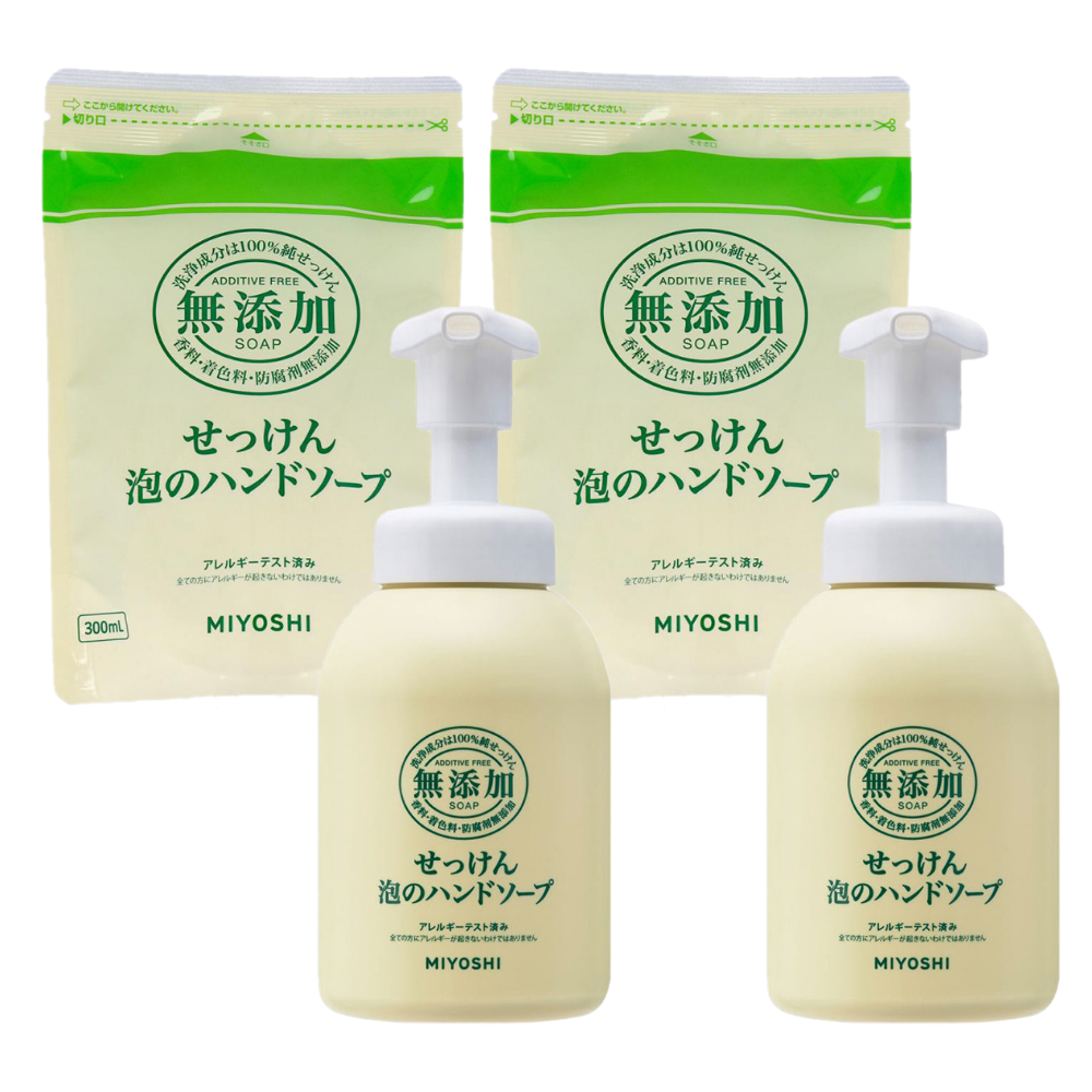 日本 MIYOSHI 無添加 - [2瓶2補]無添加泡沫洗手乳-350mlx2+300mlx2