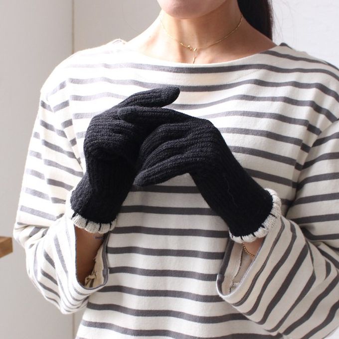 日本 LIZDAYS - 優雅荷葉邊針織保暖手套(可觸控)-藍