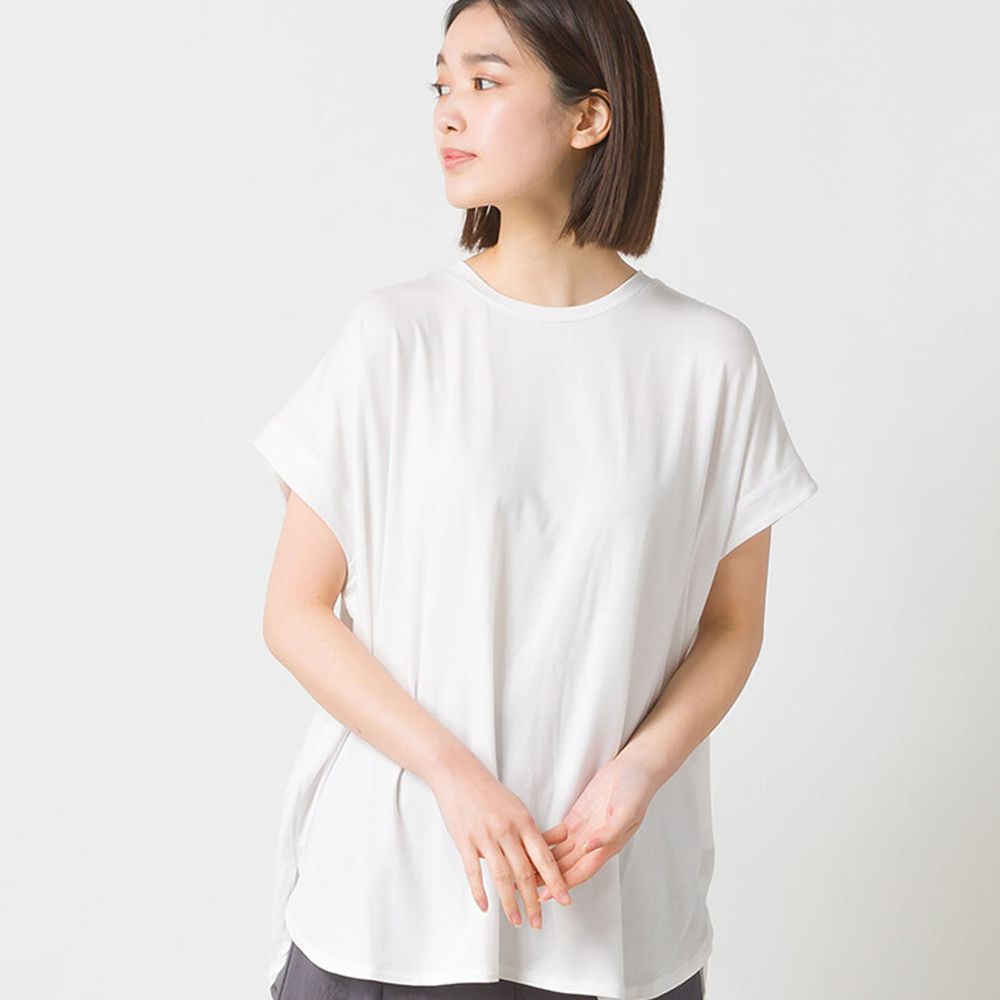 日本 OMNES - 涼感抗UV 寬鬆短袖上衣-白