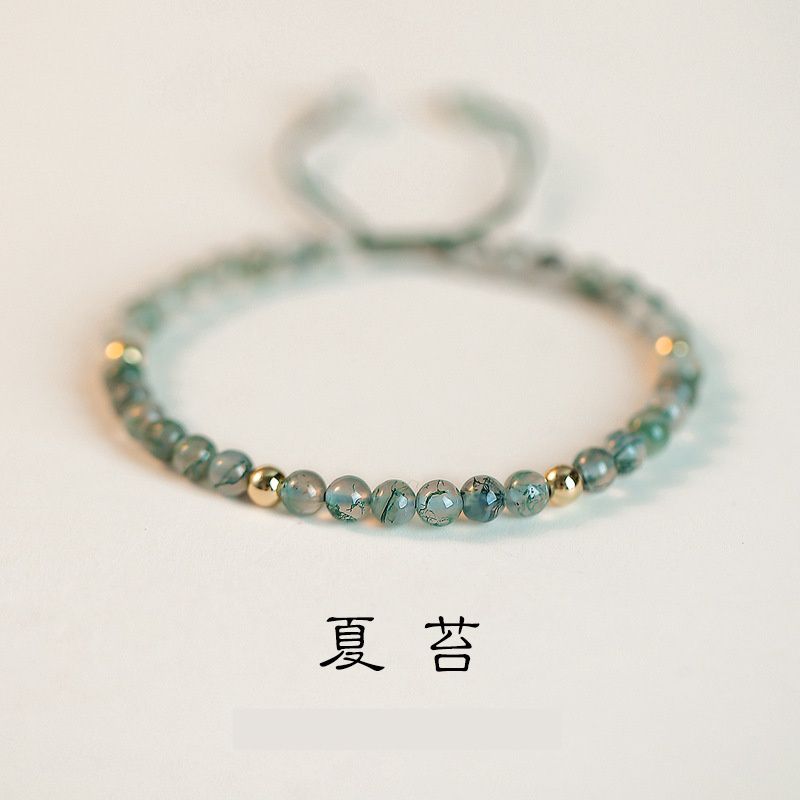 4mm手工編織水草瑪瑙水晶手鏈 (15cm)