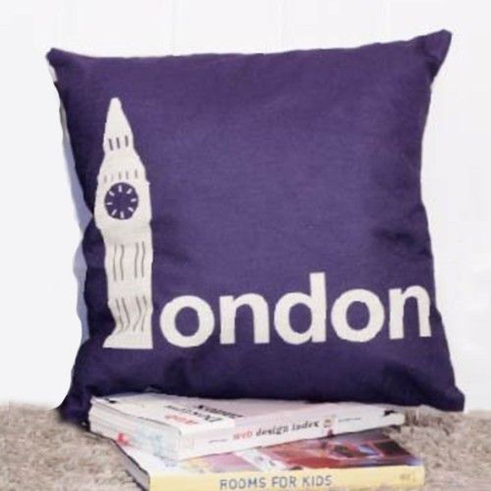 TROMSO - 品味英倫棉麻抱枕-U29時尚倫敦紫-44x44cm (枕套*1+枕心*1)