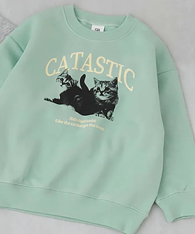 日本 devirock - 熱銷定番 裏起毛女孩印花大學長袖上衣-袖子愛心-藕紫