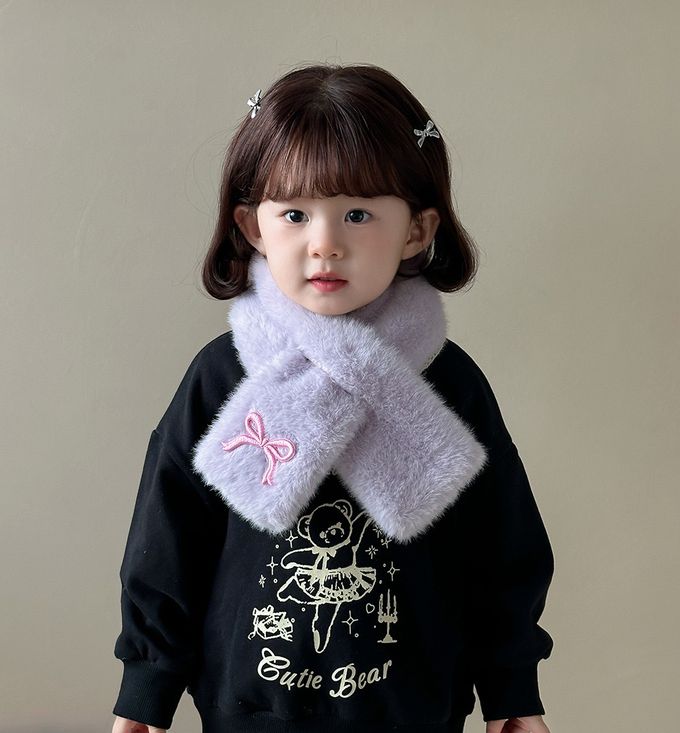 仿兔毛圍巾 兒童保暖圍巾 