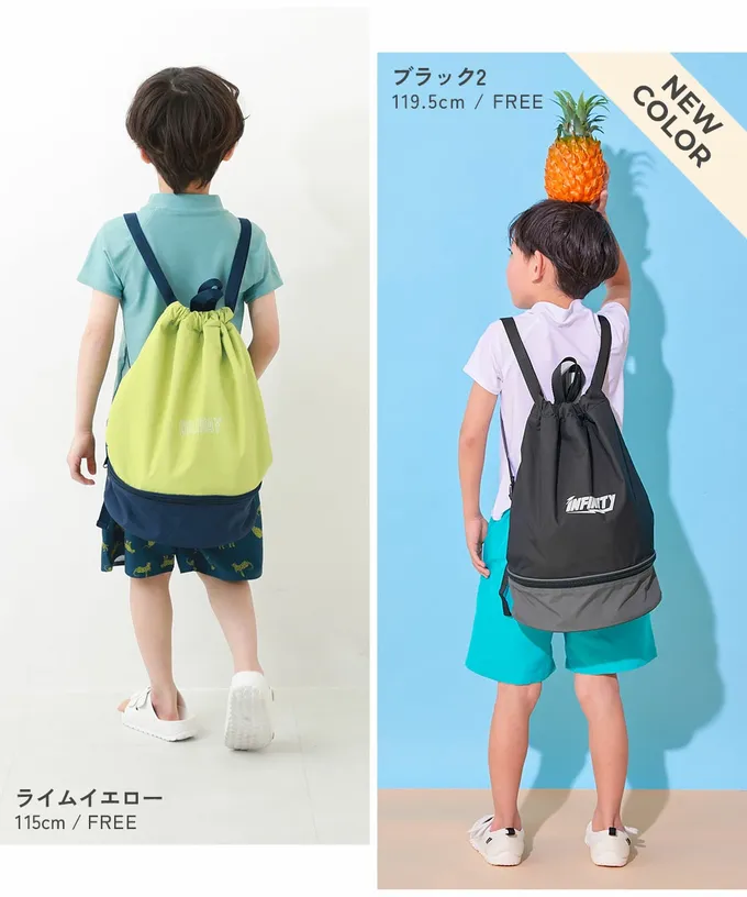 日本 devirock - 雙層設計防水便利游泳背包/水桶包-軍綠x深灰