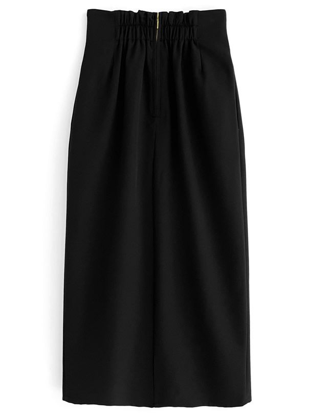 日本 GRL - 定番百搭美腿開衩長裙-簡約黑