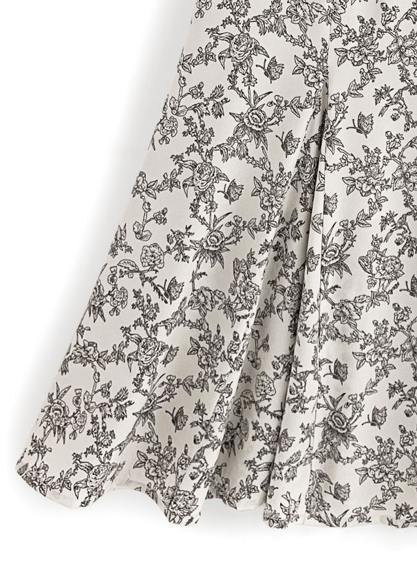 日本 GRL - 優雅歐風碎花收腰魚尾洋裝-米杏