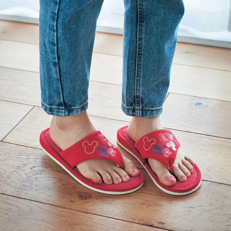 日本千趣會 - 迪士尼 刺繡夾腳室內拖鞋-雪花結晶-米 (23-25cm)