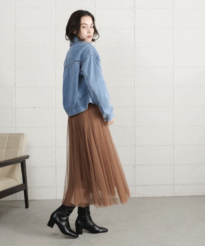 日本 Bab - 華麗優雅層次緹花鬆緊紗裙-質感黑