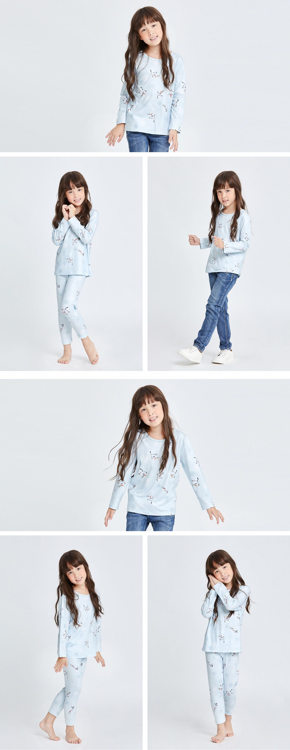 WIWI - 歡欣雪寶溫灸刷毛圓領發熱衣-童-灰綠色