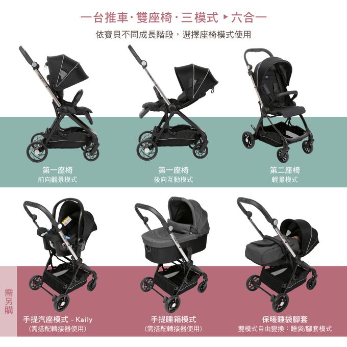 義大利 chicco - One4Ever全能秒收雙向輕量手推車-沙漠玫瑰